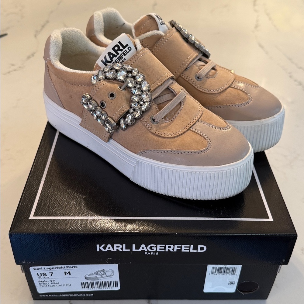 Karl Lagerfeld Sneakers with Rhinestone Buckle